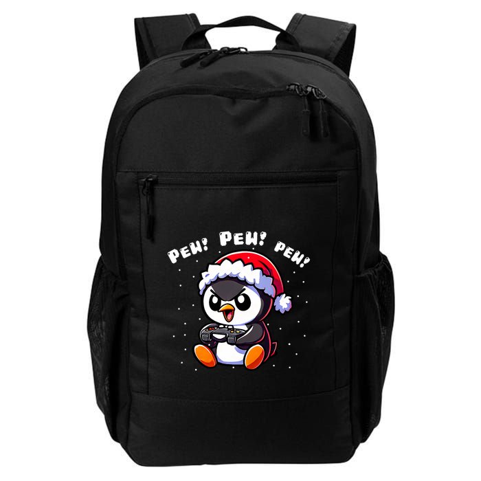 Funny Penguin Gamer Pew Video Game Christmas Backpack