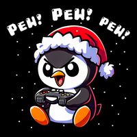 Funny Penguin Gamer Pew Video Game Christmas Sustainable Bucket Hat