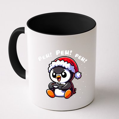 Funny Penguin Gamer Pew Video Game Christmas Mug