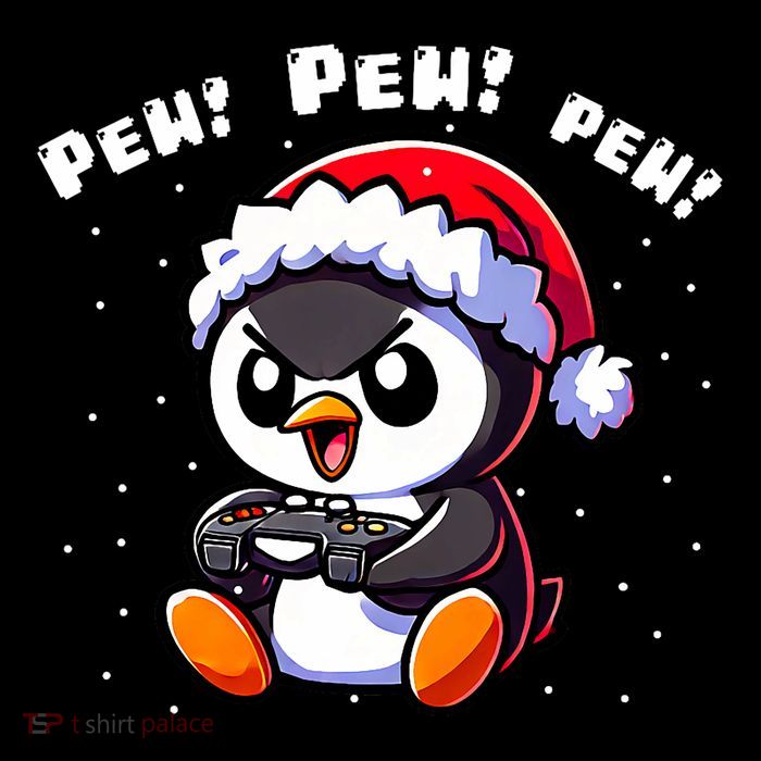 Funny Penguin Gamer Pew Video Game Christmas 16 in Basic Backpack