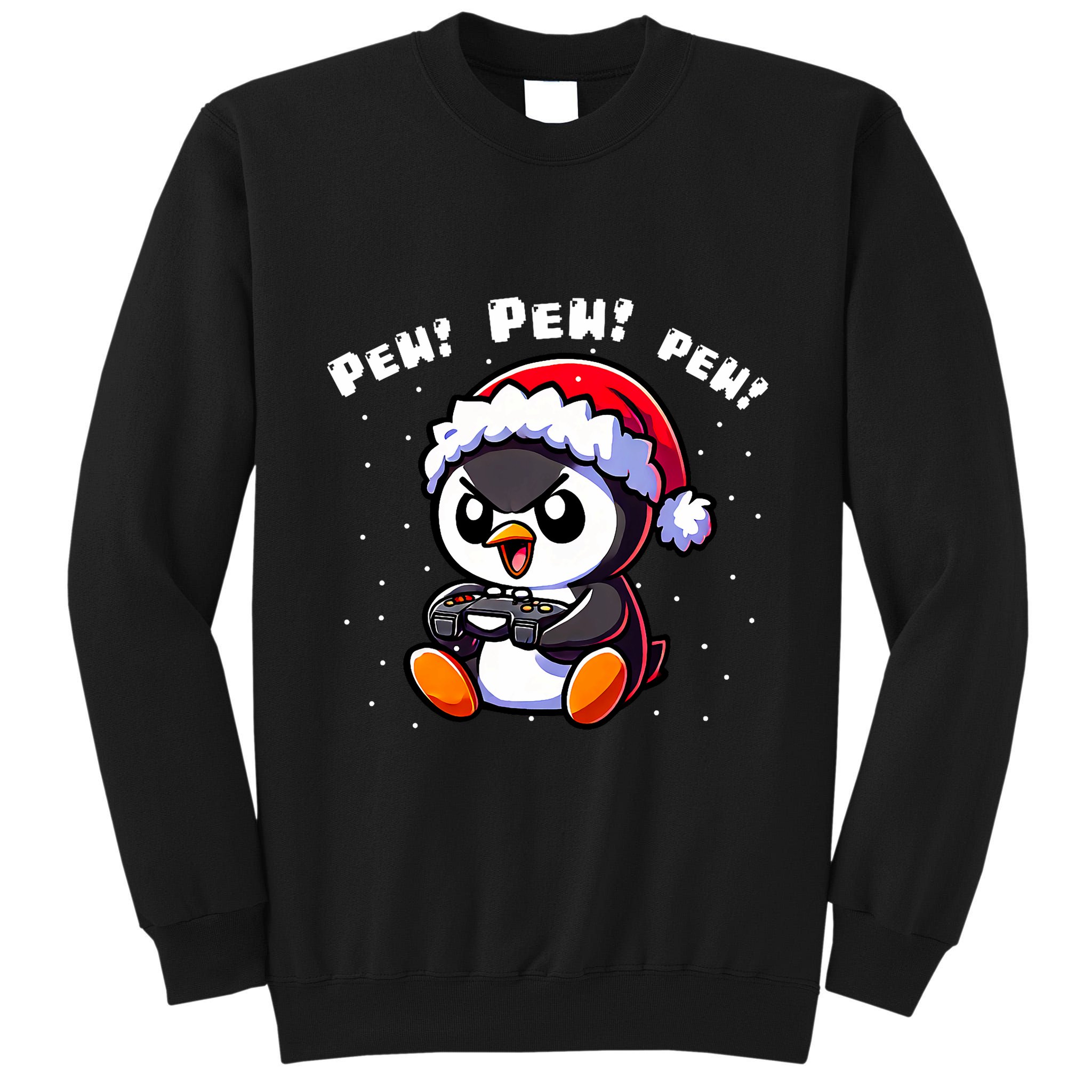 Funny Penguin Gamer Pew Video Game Christmas Tall Sweatshirt