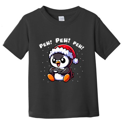 Funny Penguin Gamer Pew Video Game Christmas Toddler T-Shirt