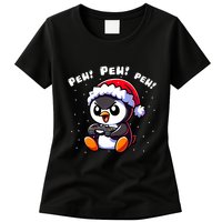 Funny Penguin Gamer Pew Video Game Christmas Womens T-Shirt