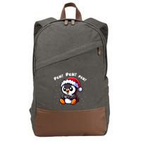 Funny Penguin Gamer Pew Video Game Christmas Cotton Canvas Backpack