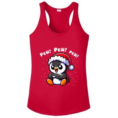 Funny Penguin Gamer Pew Video Game Christmas Ladies PosiCharge Competitor Racerback Tank