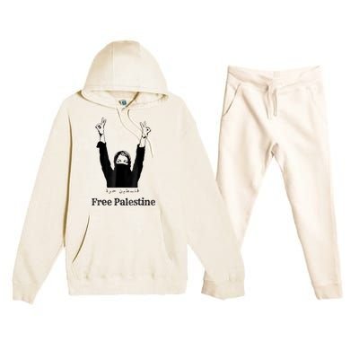 Free Palestine Gaza Palestinian Premium Hooded Sweatsuit Set