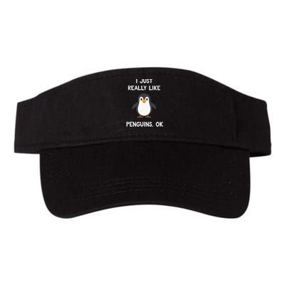 Funny Penguin Gift I Just Really Like Penguins OK Valucap Bio-Washed Visor