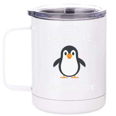 Funny Penguin Gift I Just Really Like Penguins OK 12 oz Stainless Steel Tumbler Cup