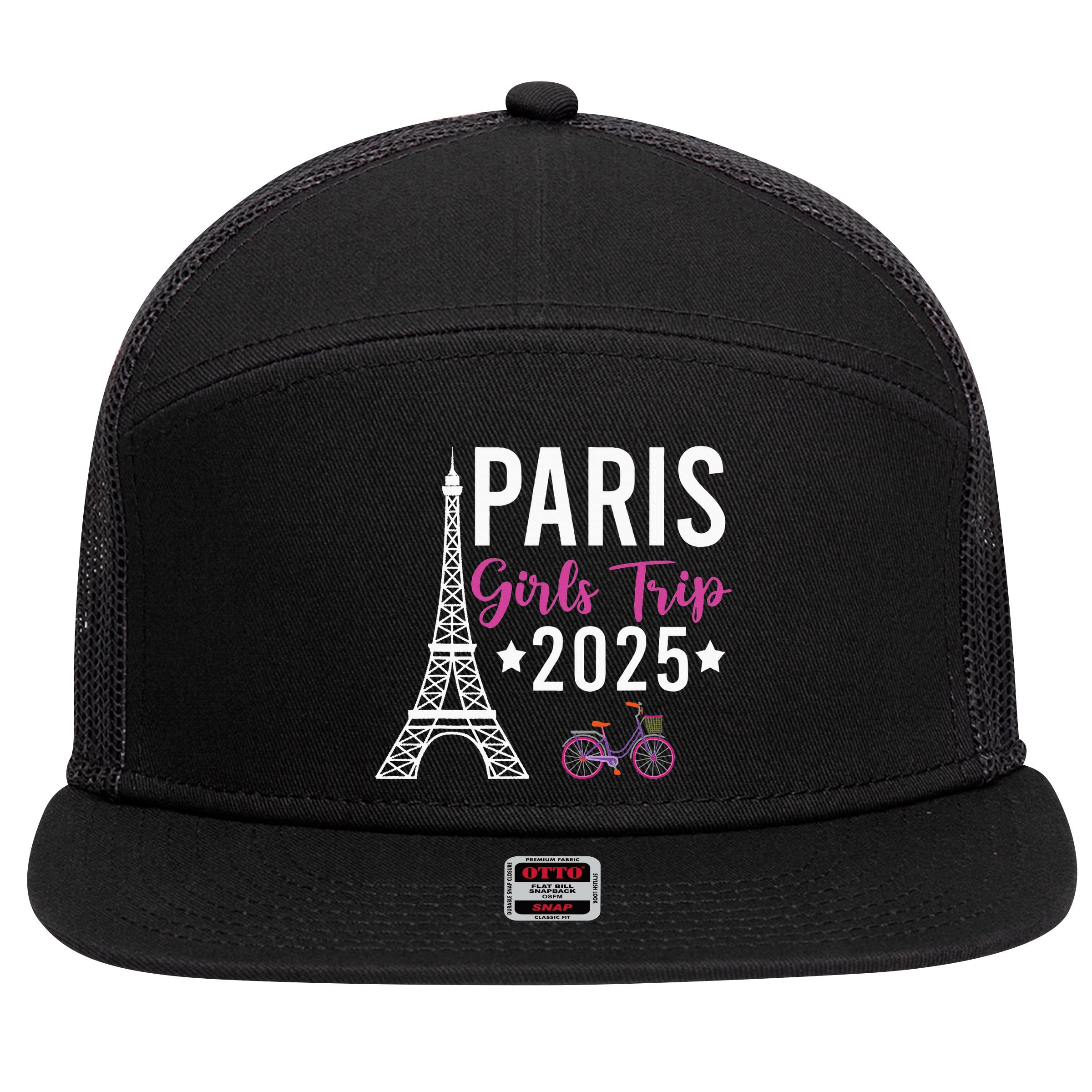 France Paris Girl Trip 2025 Summer Vacation Ladies Weekend 7 Panel Mesh Trucker Snapback Hat