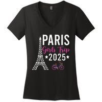 France Paris Girl Trip 2025 Summer Vacation Ladies Weekend Women's V-Neck T-Shirt