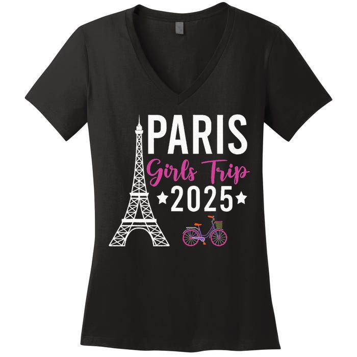 France Paris Girl Trip 2025 Summer Vacation Ladies Weekend Women's V-Neck T-Shirt