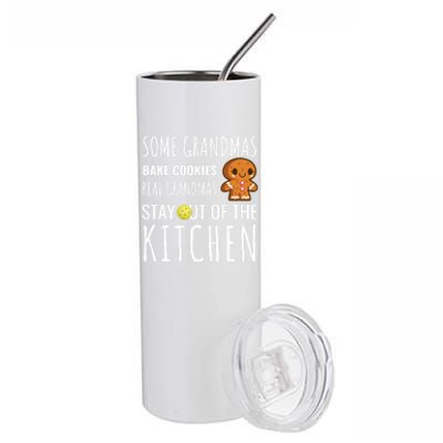 Funny Pickleball Grandma Stay Out Of The Kitchen Player Meaningful Gift Stainless Steel Tumbler