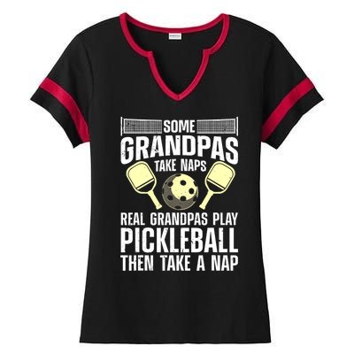 Funny Pickleball Grandpa Pickleball Player Gift Ladies Halftime Notch Neck Tee