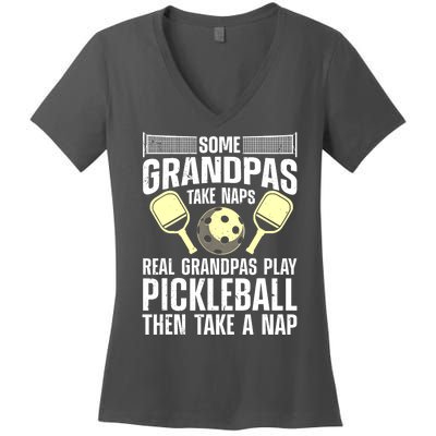 Funny Pickleball Grandpa Pickleball Player Gift Women's V-Neck T-Shirt