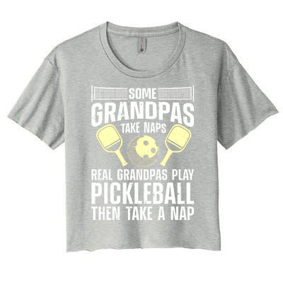 Funny Pickleball Grandpa Pickleball Player Gift Women's Crop Top Tee