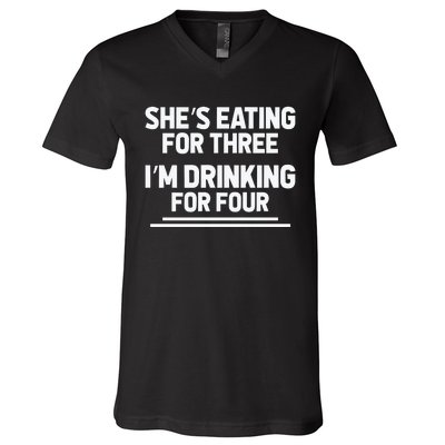 Funny Pregnancy Gift Twin Drinking V-Neck T-Shirt