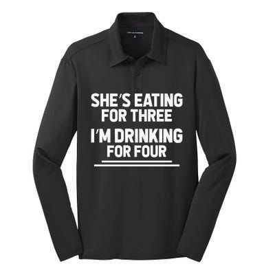 Funny Pregnancy Gift Twin Drinking Silk Touch Performance Long Sleeve Polo