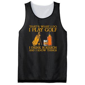 Funny Play Golf I Drink Bourbon I Know Things Mesh Reversible Basketball Jersey Tank