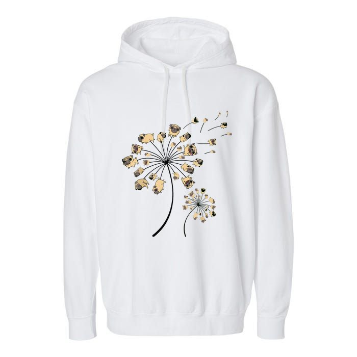 Funny Pug Gift For Men Women Cool Flower Dog Dandelion Lover Garment-Dyed Fleece Hoodie