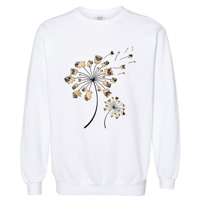 Funny Pug Gift For Men Women Cool Flower Dog Dandelion Lover Garment-Dyed Sweatshirt