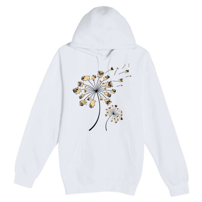 Funny Pug Gift For Men Women Cool Flower Dog Dandelion Lover Premium Pullover Hoodie