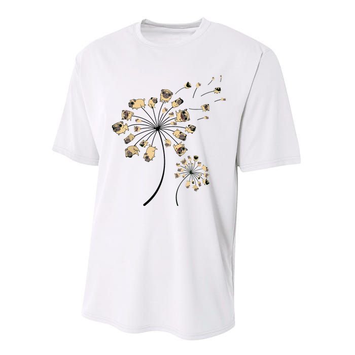 Funny Pug Gift For Men Women Cool Flower Dog Dandelion Lover Performance Sprint T-Shirt