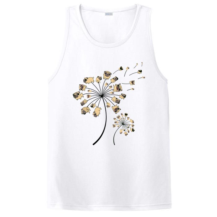 Funny Pug Gift For Men Women Cool Flower Dog Dandelion Lover PosiCharge Competitor Tank