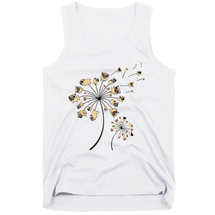 Funny Pug Gift For Men Women Cool Flower Dog Dandelion Lover Tank Top