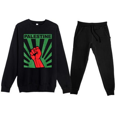 Free Palestine Gaza Palestinian Premium Crewneck Sweatsuit Set