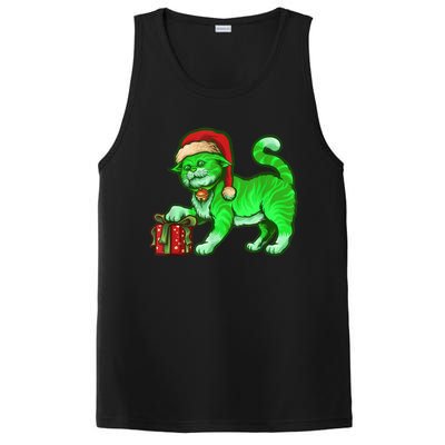 Funny Poisonous Green Cat Santa Claus Looking For Presents PosiCharge Competitor Tank