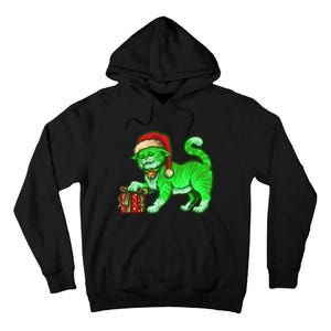 Funny Poisonous Green Cat Santa Claus Looking For Presents Tall Hoodie