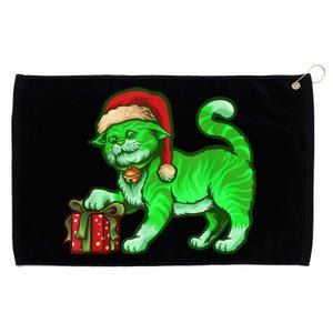 Funny Poisonous Green Cat Santa Claus Looking For Presents Grommeted Golf Towel