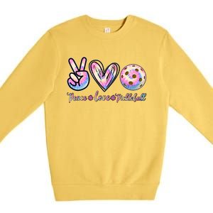 Funny Pickleball Gift Retired Ladies Peace Love Pickleball Great Gift Premium Crewneck Sweatshirt