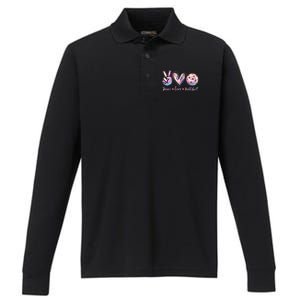 Funny Pickleball Gift Retired Ladies Peace Love Pickleball Great Gift Performance Long Sleeve Polo