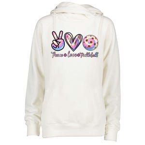 Funny Pickleball Gift Retired Ladies Peace Love Pickleball Great Gift Womens Funnel Neck Pullover Hood