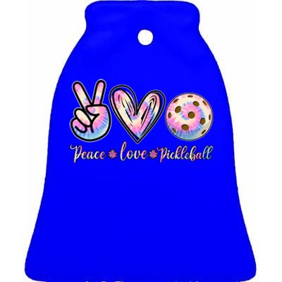 Funny Pickleball Gift Retired Ladies Peace Love Pickleball Great Gift Ceramic Bell Ornament