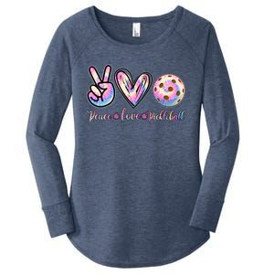 Funny Pickleball Gift Retired Ladies Peace Love Pickleball Great Gift Women's Perfect Tri Tunic Long Sleeve Shirt