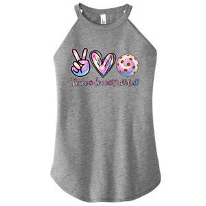 Funny Pickleball Gift Retired Ladies Peace Love Pickleball Great Gift Women's Perfect Tri Rocker Tank