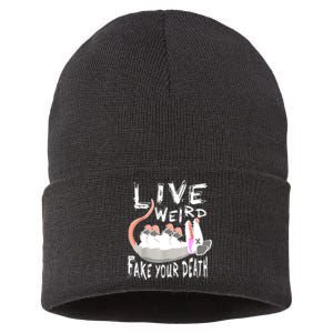 Funny Possum Gift Live Weird Fake Your Death Opossum Sustainable Knit Beanie