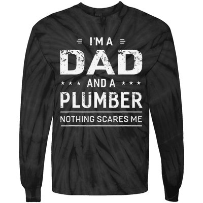 Funny Plumber Gift for Plumbing Dad Father's Day Tie-Dye Long Sleeve Shirt