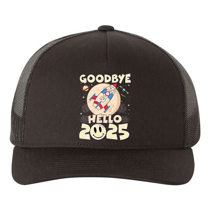 Family Pajamas Goodbye 2024 Hello 2025 Fly Happy New Year Yupoong Adult 5-Panel Trucker Hat