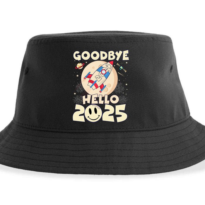 Family Pajamas Goodbye 2024 Hello 2025 Fly Happy New Year Sustainable Bucket Hat