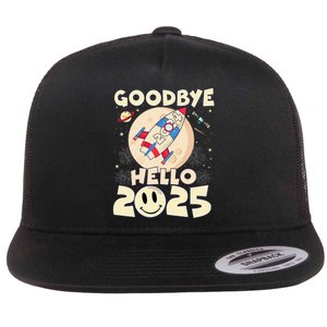 Family Pajamas Goodbye 2024 Hello 2025 Fly Happy New Year Flat Bill Trucker Hat