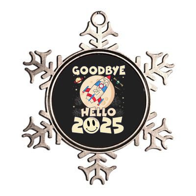 Family Pajamas Goodbye 2024 Hello 2025 Fly Happy New Year Metallic Star Ornament