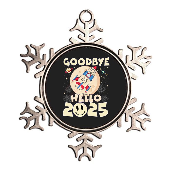 Family Pajamas Goodbye 2024 Hello 2025 Fly Happy New Year Metallic Star Ornament