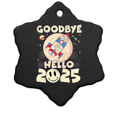 Family Pajamas Goodbye 2024 Hello 2025 Fly Happy New Year Ceramic Star Ornament