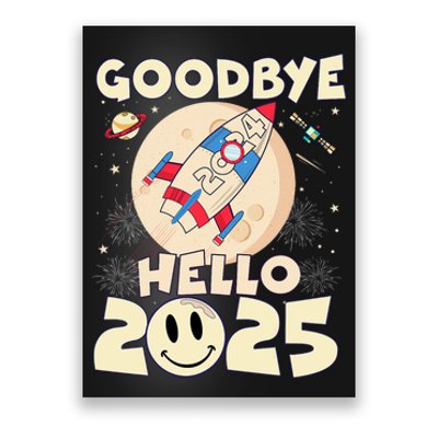 Family Pajamas Goodbye 2024 Hello 2025 Fly Happy New Year Poster