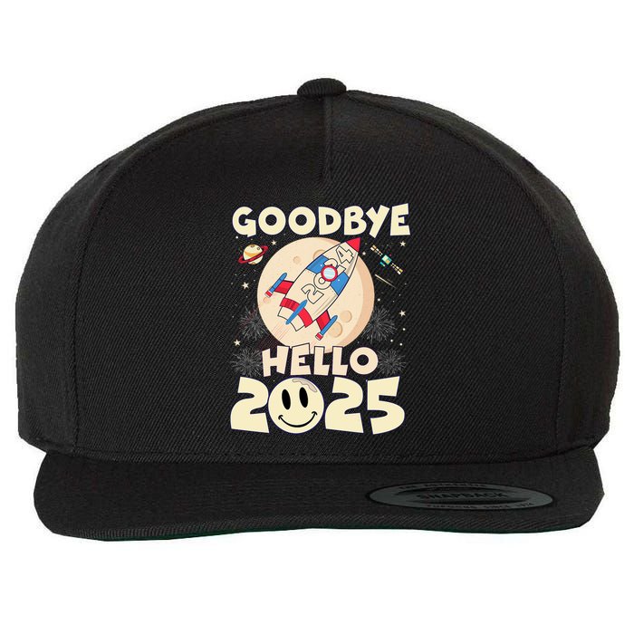 Family Pajamas Goodbye 2024 Hello 2025 Fly Happy New Year Wool Snapback Cap