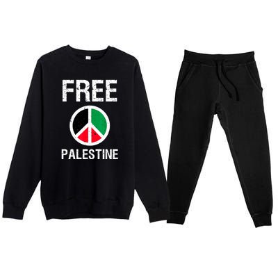 Free Palestine Gaza Palestinian Flag Peace Premium Crewneck Sweatsuit Set