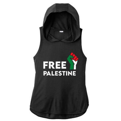 Free Palestine Gaza Flag Freedom for Palestinians Ladies PosiCharge Tri-Blend Wicking Draft Hoodie Tank